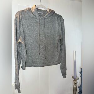 Comune Ashland Heather Grey Hoodie Slightly Cropped